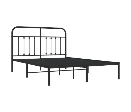 Gultas Rāmis Ar Galvgali, Melns Metāls, 140X190 Cm Vidaxl