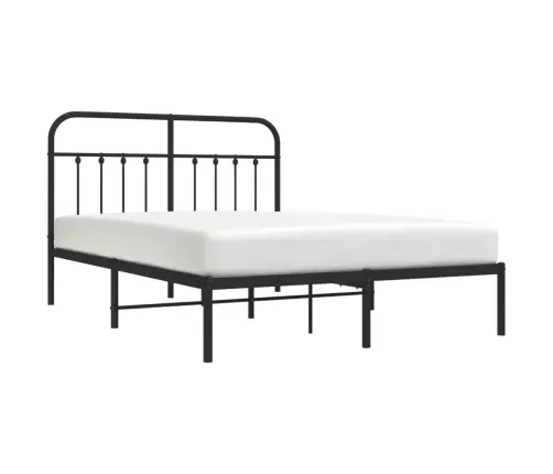 Gultas Rāmis Ar Galvgali, Melns Metāls, 140X190 Cm Vidaxl