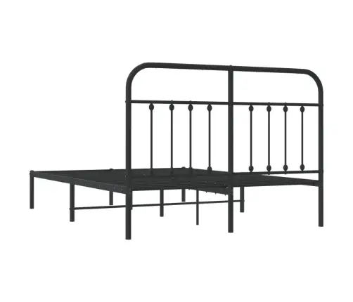 Gultas Rāmis Ar Galvgali, Melns Metāls, 140X190 Cm Vidaxl