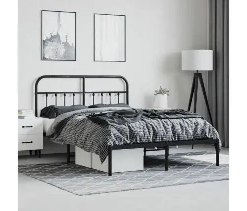 Metalinis Lovos Rėmas Su Galvūgaliu, Juodos Spalvos, 140X200Cm