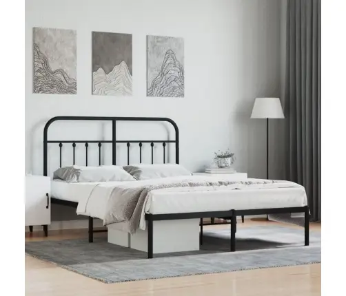 Metalinis Lovos Rėmas Su Galvūgaliu, Juodos Spalvos, 140X200Cm