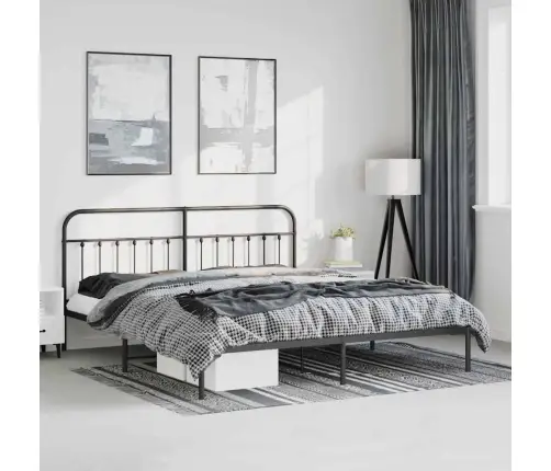 Metalinis Lovos Rėmas Su Galvūgaliu, Juodos Spalvos, 183X213Cm