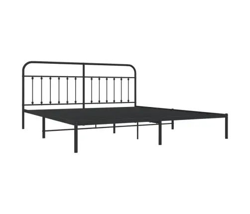 Gultas Rāmis Ar Galvgali, Melns Metāls, 200X200 Cm Vidaxl