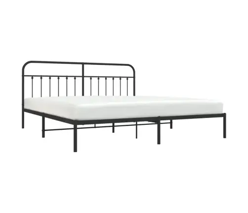 Gultas Rāmis Ar Galvgali, Melns Metāls, 200X200 Cm Vidaxl