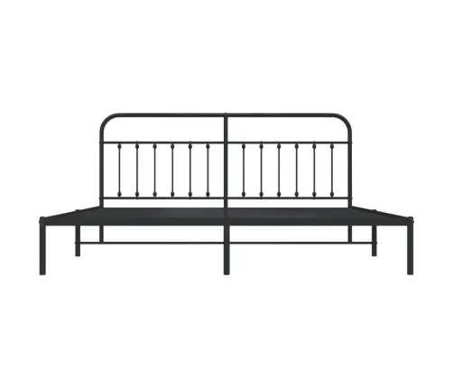 Gultas Rāmis Ar Galvgali, Melns Metāls, 200X200 Cm Vidaxl