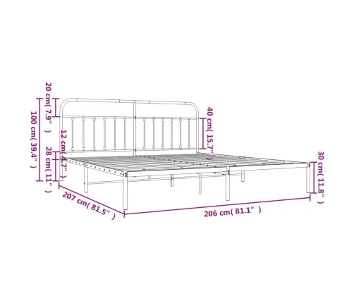 Gultas Rāmis Ar Galvgali, Melns Metāls, 200X200 Cm Vidaxl