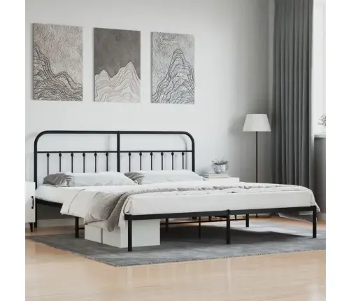 Gultas Rāmis Ar Galvgali, Melns Metāls, 200X200 Cm Vidaxl