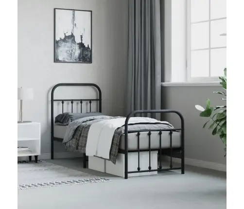 Lovos Rėmas Su Galvūgaliu/Kojūgaliu, Juodas, 75X190cm Metalas