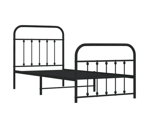 Metallist Voodiraam Peatsi Ja Jalutsiga, Must, 90X190 Cm