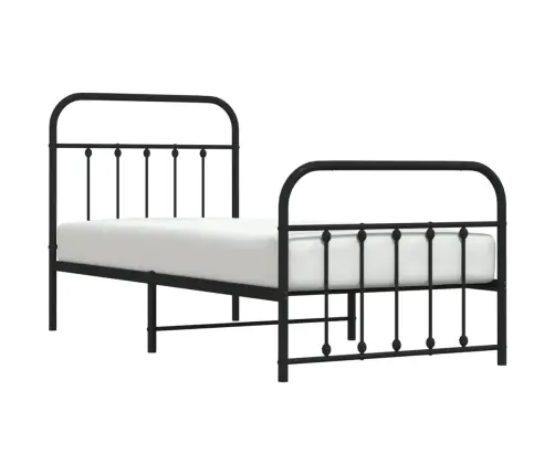 Metallist Voodiraam Peatsi Ja Jalutsiga, Must, 90X190 Cm