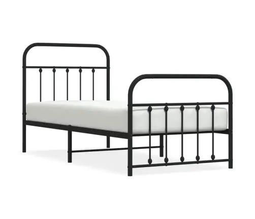 Metallist Voodiraam Peatsi Ja Jalutsiga, Must, 90X200 Cm