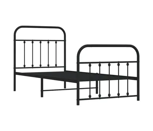 Metallist Voodiraam Peatsi Ja Jalutsiga, Must, 90X200 Cm