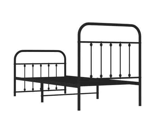 Metallist Voodiraam Peatsi Ja Jalutsiga, Must, 90X200 Cm