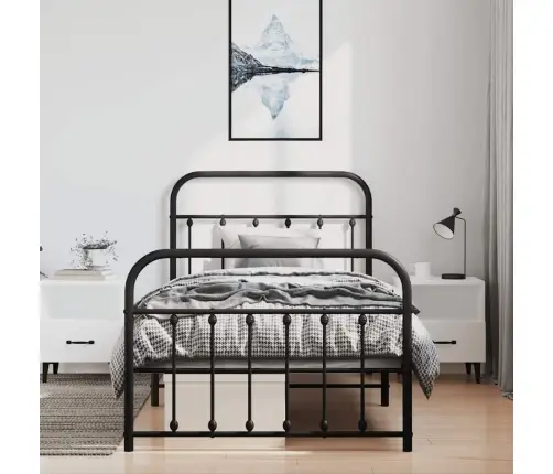 Lovos Rėmas Su Galvūgaliu/Kojūgaliu, Juodas, 100X190cm Metalas