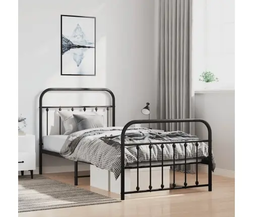 Lovos Rėmas Su Galvūgaliu/Kojūgaliu, Juodas, 100X190cm Metalas