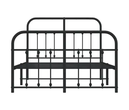 Gultas Rāmis Ar Galvgali Un Kājgali, Melns Metāls, 120X190 Cm Vidaxl