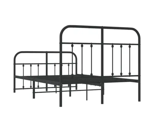 Gultas Rāmis Ar Galvgali Un Kājgali, Melns Metāls, 120X190 Cm Vidaxl