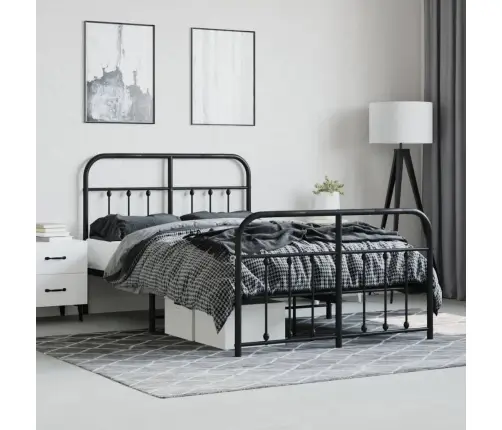 Lovos Rėmas Su Galvūgaliu/Kojūgaliu, Juodas, 120X200cm Metalas