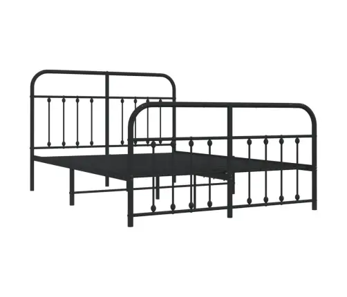 Gultas Rāmis Ar Galvgali Un Kājgali, Melns Metāls, 140X200 Cm Vidaxl