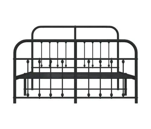 Gultas Rāmis Ar Galvgali Un Kājgali, Melns Metāls, 140X200 Cm Vidaxl