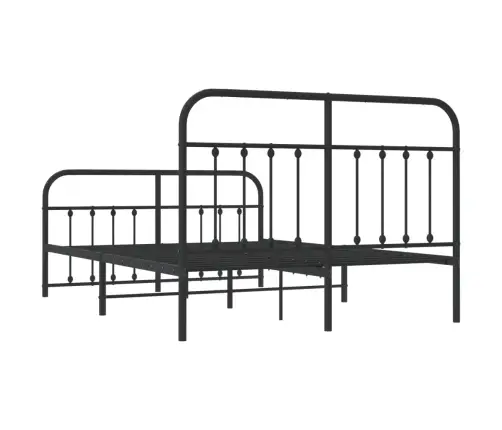 Gultas Rāmis Ar Galvgali Un Kājgali, Melns Metāls, 140X200 Cm Vidaxl