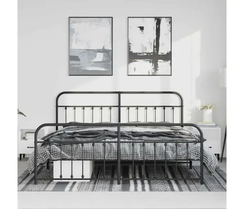 Lovos Rėmas Su Galvūgaliu/Kojūgaliu, Juodas, 183X213cm Metalas