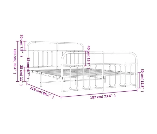 Lovos Rėmas Su Galvūgaliu/Kojūgaliu, Juodas, 183X213cm Metalas