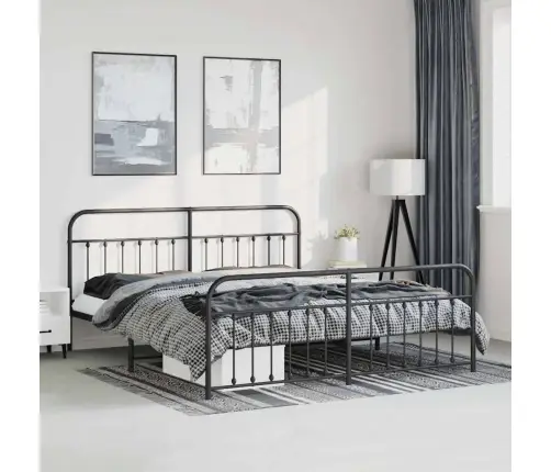 Lovos Rėmas Su Galvūgaliu/Kojūgaliu, Juodas, 183X213cm Metalas