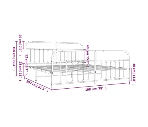 Lovos Rėmas Su Galvūgaliu/Kojūgaliu, Juodas, 193X203cm Metalas