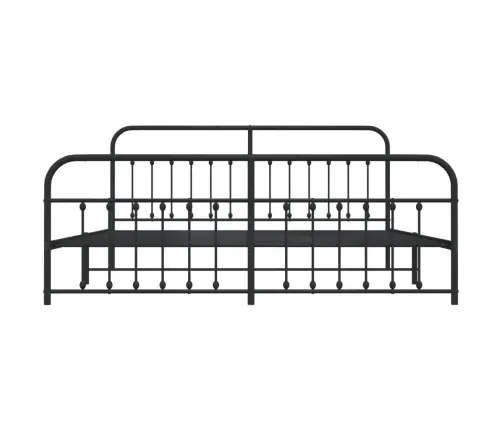 Gultas Rāmis Ar Galvgali Un Kājgali, Melns Metāls, 200X200 Cm Vidaxl