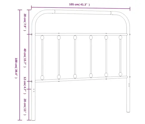 Gultas Galvgalis, Metāls, Melns, 100 Cm Vidaxl