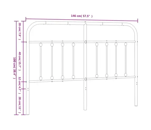 Rezerves Galvgalis, Metāls, Melns, 140 Cm Vidaxl