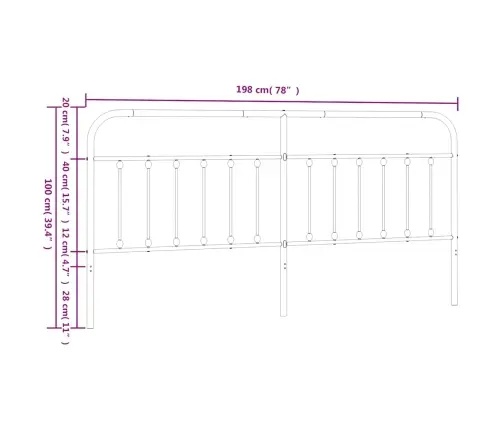Gultas Galvgalis, Metāls, Melns, 193 Cm Vidaxl