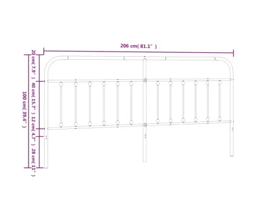 Gultas Galvgalis, Metāls, Melns, 200 Cm Vidaxl