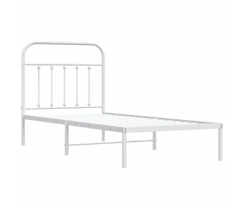Gultas Rāmis Ar Galvgali, Balts Metāls, 90X190 Cm Vidaxl