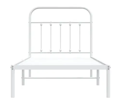 Gultas Rāmis Ar Galvgali, Balts Metāls, 90X190 Cm Vidaxl