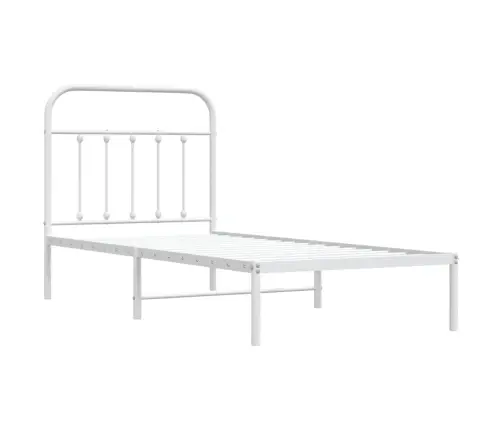 Gultas Rāmis Ar Galvgali, Balts Metāls, 90X200 Cm Vidaxl