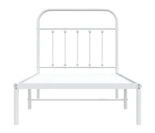 Gultas Rāmis Ar Galvgali, Balts Metāls, 90X200 Cm Vidaxl