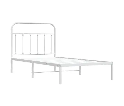 Gultas Rāmis Ar Galvgali, Balts Metāls, 100X190 Cm Vidaxl