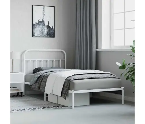 Gultas Rāmis Ar Galvgali, Balts Metāls, 100X200 Cm Vidaxl