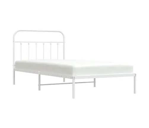 Gultas Rāmis Ar Galvgali, Balts Metāls, 100X200 Cm Vidaxl