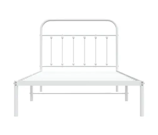 Gultas Rāmis Ar Galvgali, Balts Metāls, 100X200 Cm Vidaxl