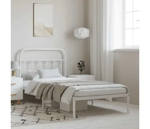 Gultas Rāmis Ar Galvgali, Balts Metāls, 100X200 Cm Vidaxl