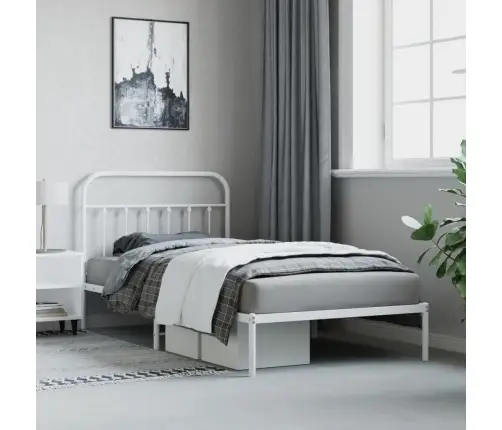 Metalinis Lovos Rėmas Su Galvūgaliu, Baltos Spalvos, 107X203Cm