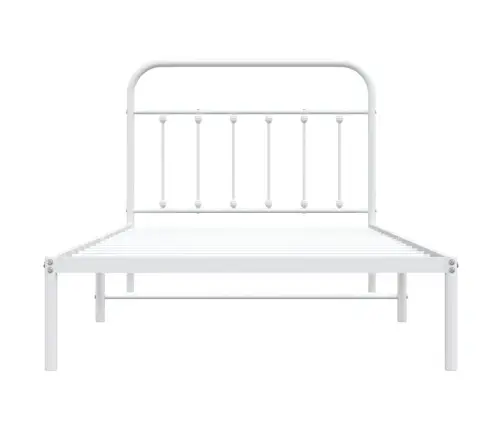 Metalinis Lovos Rėmas Su Galvūgaliu, Baltos Spalvos, 107X203Cm