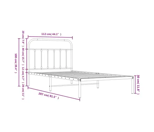 Metalinis Lovos Rėmas Su Galvūgaliu, Baltos Spalvos, 107X203Cm