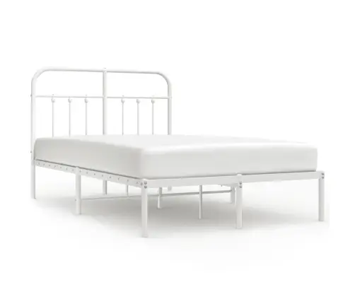Gultas Rāmis Ar Galvgali, Balts Metāls, 120X190 Cm Vidaxl