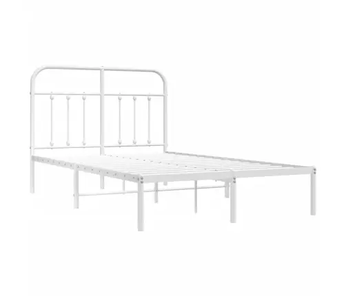 Gultas Rāmis Ar Galvgali, Balts Metāls, 120X190 Cm Vidaxl