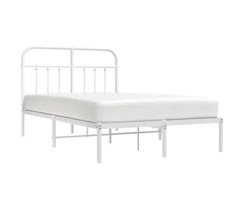 Gultas Rāmis Ar Galvgali, Balts Metāls, 120X190 Cm Vidaxl