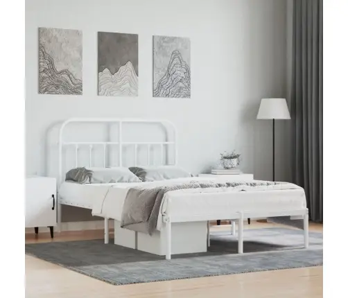Gultas Rāmis Ar Galvgali, Balts Metāls, 120X190 Cm Vidaxl